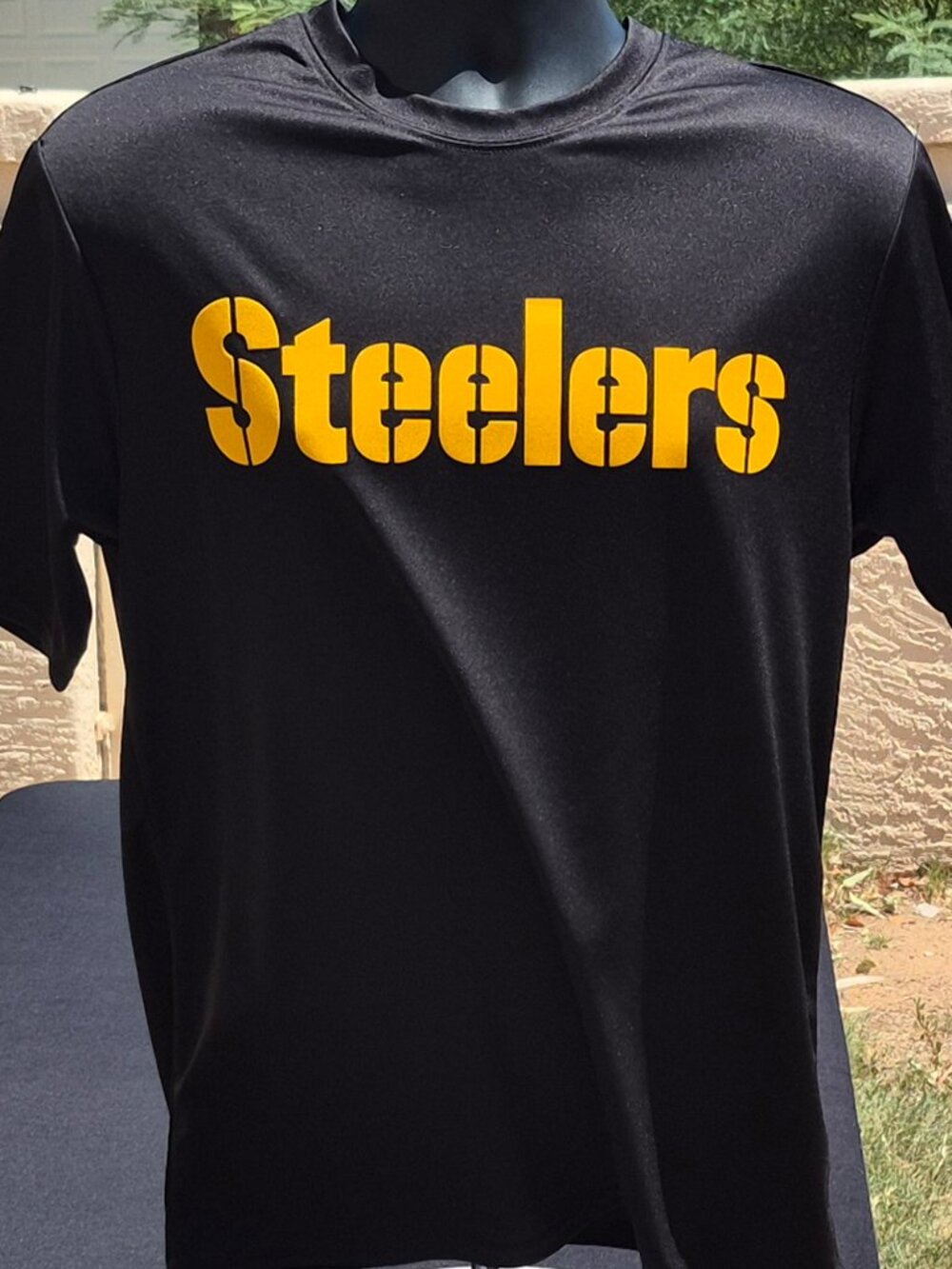 Pittsburgh Steelers Stencil Logo Performance Athletic Tee Black